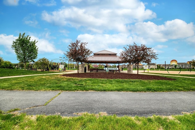 25451 Regent Blvd, Shorewood, IL 60404 - view of community featuring a gazebo and a yard