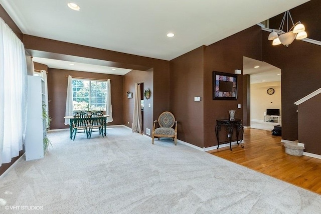 9675 Newton Rd, Huntley, IL 60142 - living area with a chandelier, carpet flooring, and recessed lighting