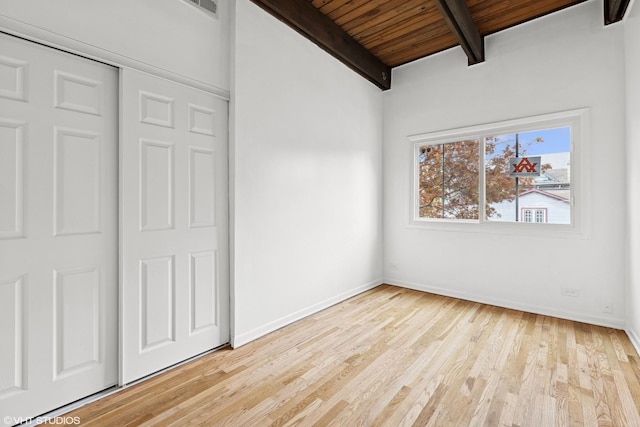 2424 N Seminary Ave, Chicago, IL 60614 - unfurnished bedroom with wood ceiling, wood finished floors, and baseboards