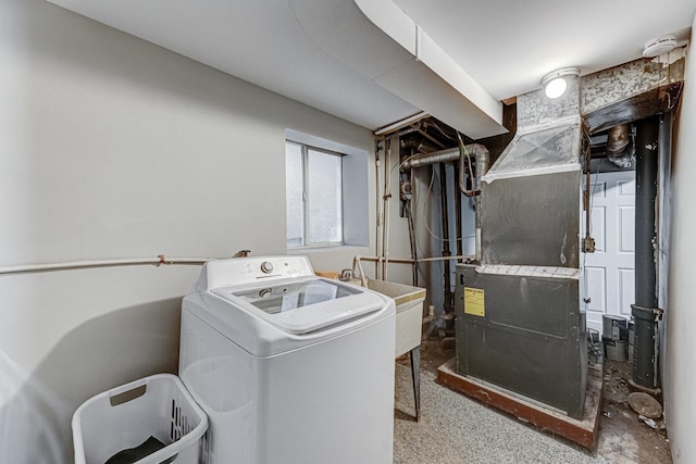 1230 S 57th Ct, Cicero, IL 60804 - clothes washing area with washer / dryer and heating unit