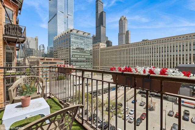 balcony with a view of skyline
