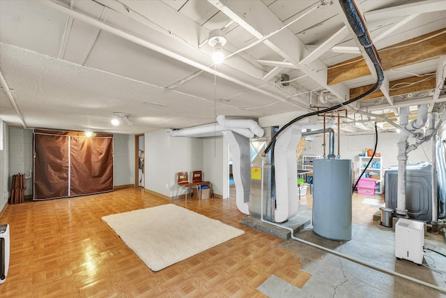505 S Maple St, Urbana, IL 61801 - basement with water heater, independent washer and dryer, and heating unit
