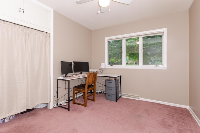 504 Delmar Ln, Bloomington, IL 61701 - office featuring light carpet and ceiling fan