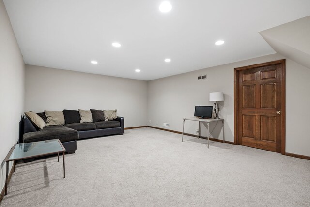 424 Dilorenzo Dr, Naperville, IL 60565 - carpeted living area with recessed lighting, baseboards, and a desk