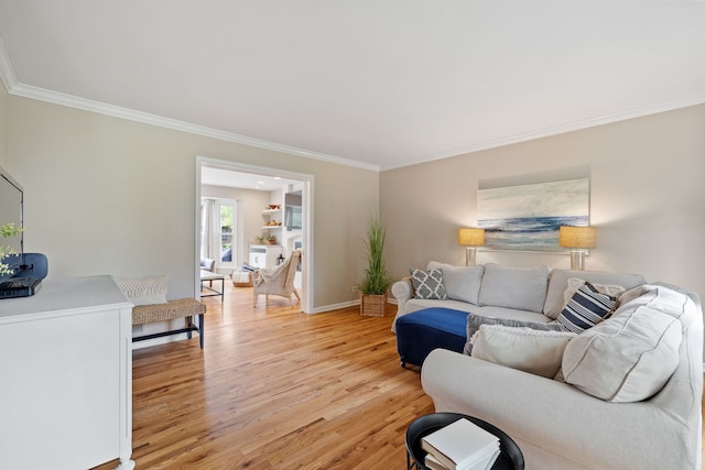 424 Dilorenzo Dr, Naperville, IL 60565 - living room with crown molding, light wood finished floors, and baseboards