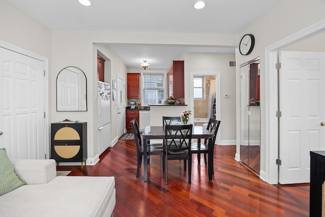 3848 N Lamon Ave Unit 1, Chicago, IL 60641 - dining space featuring dark wood-style flooring, recessed lighting, and baseboards