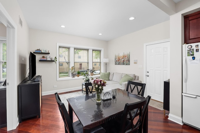3848 N Lamon Ave Unit 1, Chicago, IL 60641 - dining room featuring dark wood-style flooring, recessed lighting, and baseboards