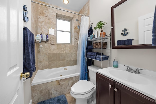 3848 N Lamon Ave Unit 1, Chicago, IL 60641 - full bathroom featuring toilet, tiled shower / bath, tile patterned floors, and vanity