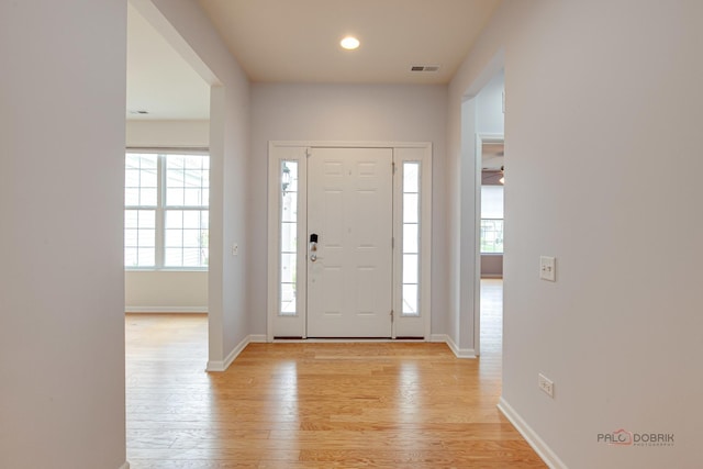 3629 Canton Cir, Mundelein, IL 60060 - foyer entrance with plenty of natural light, light wood-style floors, baseboards, and recessed lighting