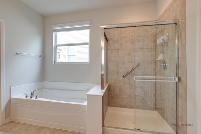3629 Canton Cir, Mundelein, IL 60060 - bathroom with a stall shower, a garden tub, and tile patterned floors