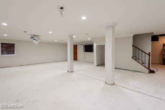 504 Lindley Ave, Westmont, IL 60559 - finished basement featuring recessed lighting and stairway