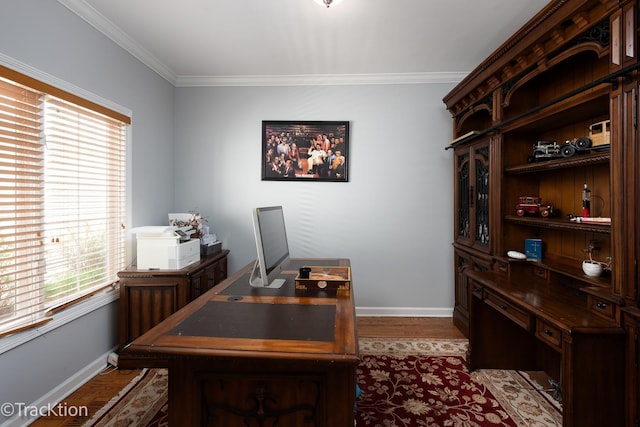 504 Lindley Ave, Westmont, IL 60559 - office with wood finished floors, baseboards, and ornamental molding