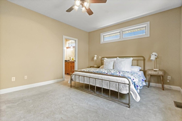 2297 Deer Ridge Ct, Carlock, IL 61725 - bedroom featuring carpet floors, baseboards, ceiling fan, and connected bathroom