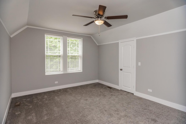 7605 S Champlain Ave, Chicago, IL 60619 - bonus room with vaulted ceiling, ceiling fan, baseboards, and carpet flooring