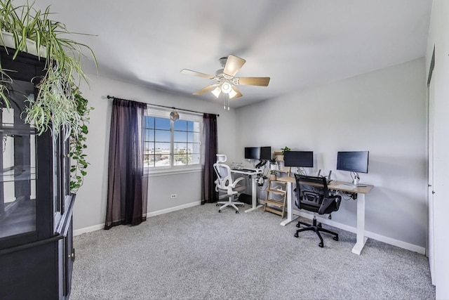 116 Steeple Dr Unit E, Buffalo Grove, IL 60089 - office area with carpet, ceiling fan, and baseboards