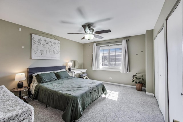 116 Steeple Dr Unit E, Buffalo Grove, IL 60089 - bedroom with carpet, baseboards, a ceiling fan, and a closet