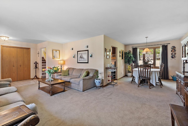 8120 Cherokee Trl, Tinley Park, IL 60477 - living room with stairway and light carpet