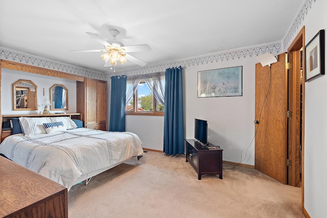 8120 Cherokee Trl, Tinley Park, IL 60477 - bedroom featuring light colored carpet, baseboards, and a ceiling fan