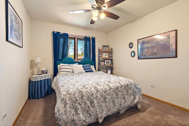 8120 Cherokee Trl, Tinley Park, IL 60477 - carpeted bedroom with baseboards and a ceiling fan