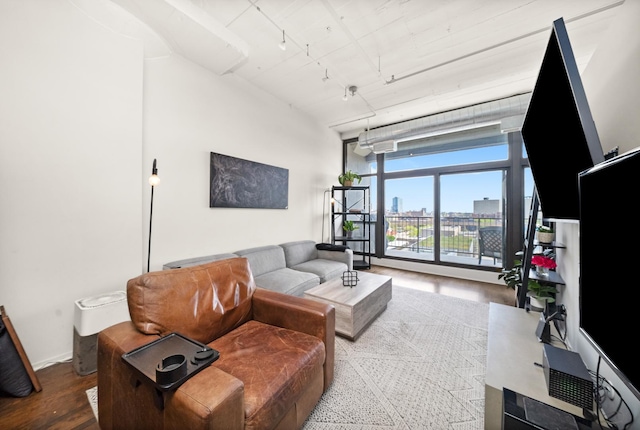 living area featuring wood finished floors