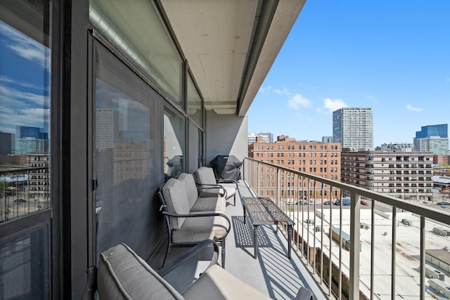 balcony with a view of city