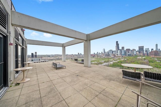 view of patio / terrace featuring a skyline view