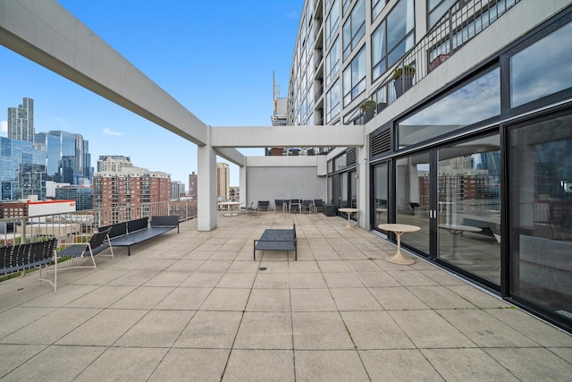 view of patio featuring a view of skyline