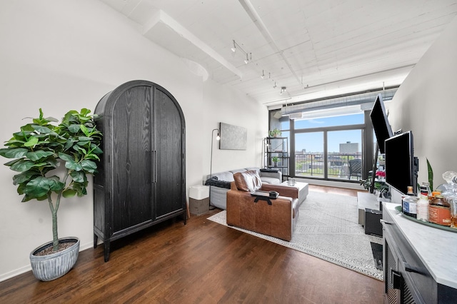 living room with wood finished floors