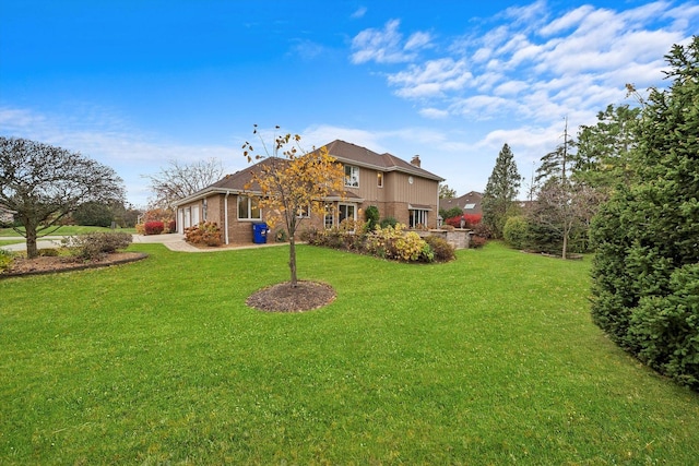 631 Indian Trail Dr, Palos Park, IL 60464 - back of house featuring a yard, a chimney, and brick siding
