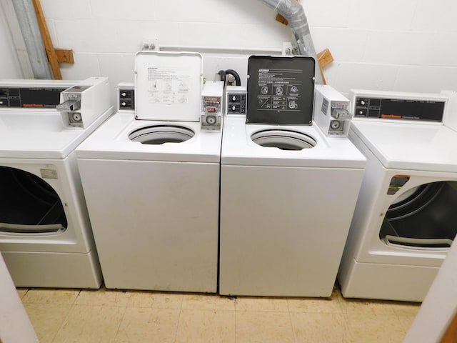 17242 71st Ct Unit 4, Tinley Park, IL 60477 - community laundry room with washing machine and clothes dryer and concrete block wall