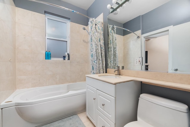 908 W Lakeside Pl Unit 3W, Chicago, IL 60640 - bathroom with toilet, shower / bath combo with shower curtain, vanity, and tile patterned flooring