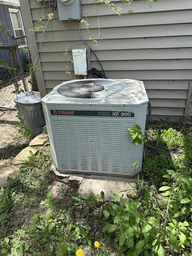 exterior view of central AC and electric meter
