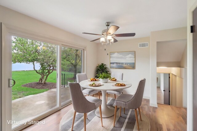 6709 W Menominee Pkwy, Palos Heights, IL 60463 - dining area with wood finished floors and ceiling fan