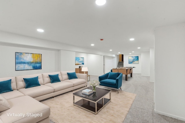 6709 W Menominee Pkwy, Palos Heights, IL 60463 - living area featuring light colored carpet, recessed lighting, and baseboards
