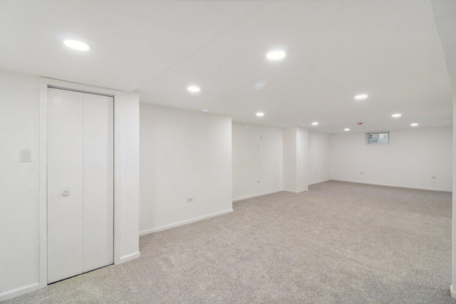 6709 W Menominee Pkwy, Palos Heights, IL 60463 - finished basement featuring light colored carpet, recessed lighting, and baseboards