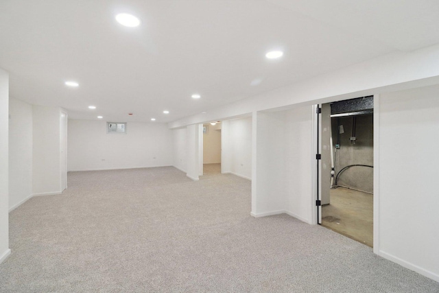6709 W Menominee Pkwy, Palos Heights, IL 60463 - finished basement with recessed lighting, light colored carpet, and baseboards