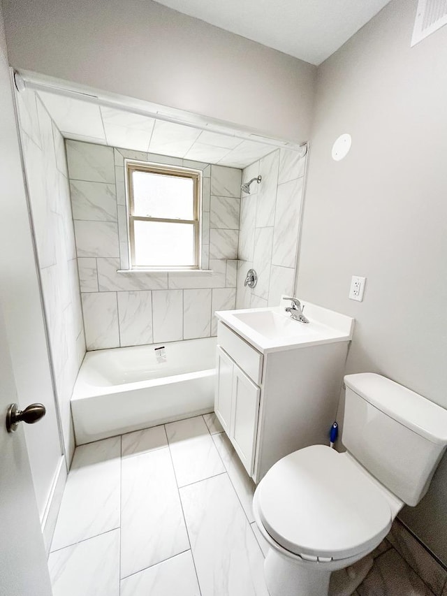 384 N Grand Ave, Bradley, IL 60915 - bathroom with toilet, tub / shower combination, vanity, and marble finish flooring