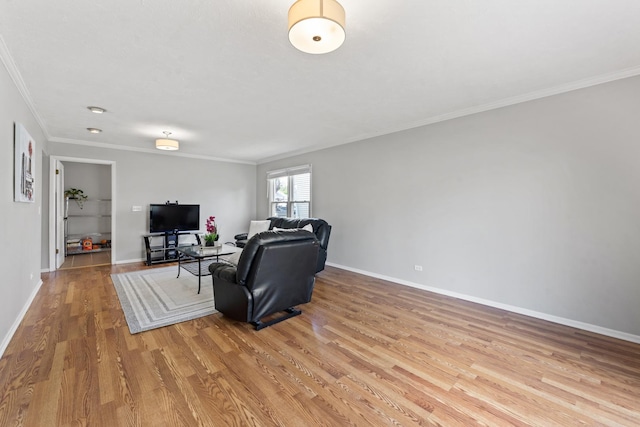 413 Caren Dr, Buffalo Grove, IL 60089 - living room featuring light wood-type flooring, ornamental molding, and baseboards