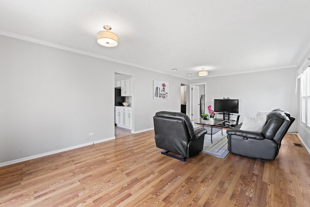 413 Caren Dr, Buffalo Grove, IL 60089 - living area with light wood-style floors, baseboards, and ornamental molding