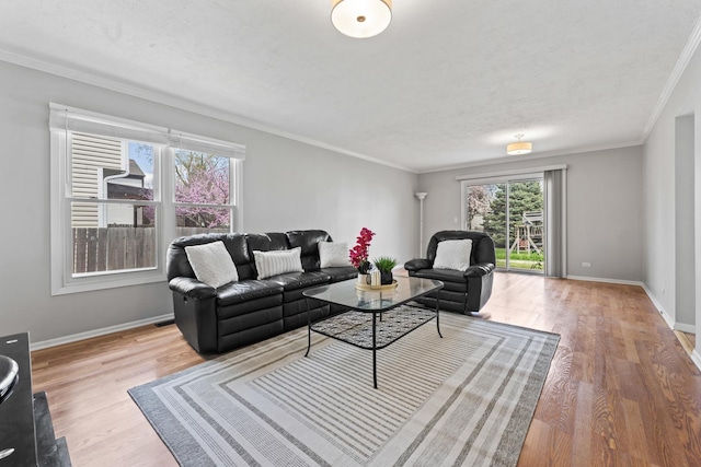 413 Caren Dr, Buffalo Grove, IL 60089 - living area with wood finished floors, ornamental molding, and baseboards