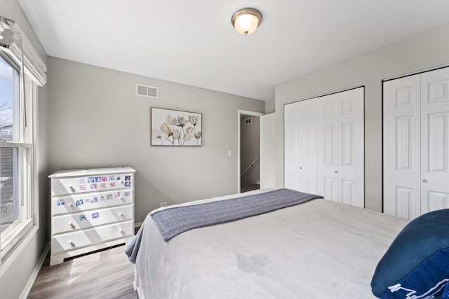 413 Caren Dr, Buffalo Grove, IL 60089 - bedroom with multiple closets, wood finished floors, and baseboards