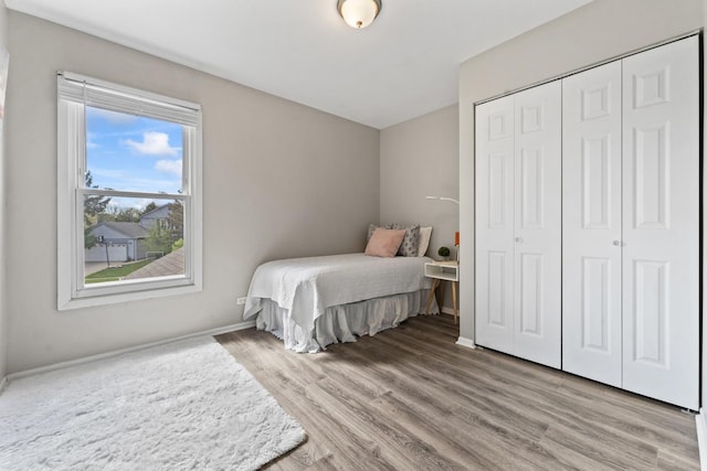 413 Caren Dr, Buffalo Grove, IL 60089 - bedroom featuring wood finished floors, a closet, and baseboards