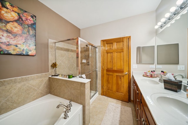 1468 W Remington Ln, Round Lake, IL 60073 - bathroom featuring a garden tub, a stall shower, and double vanity