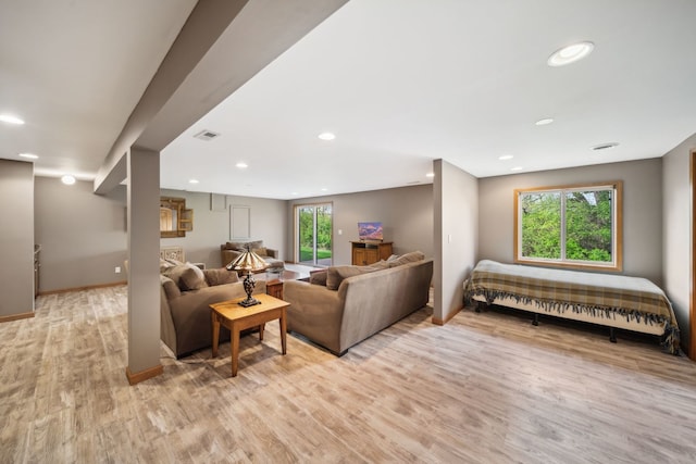 1468 W Remington Ln, Round Lake, IL 60073 - living room featuring light wood finished floors, baseboards, and recessed lighting