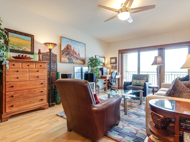 5 W Central Rd Unit 512, Mount Prospect, IL 60056 - living area with light wood-type flooring, ceiling fan, and a desk