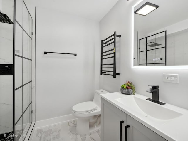 4250 N Marine Dr Unit 1929, Chicago, IL 60613 - full bath with marble finish flooring, toilet, baseboards, a towel warmer, and walk in shower