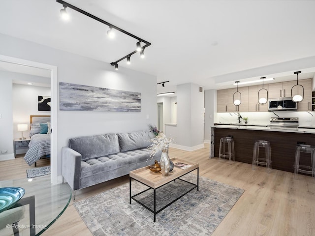 4250 N Marine Dr Unit 1929, Chicago, IL 60613 - living area with light wood-type flooring, baseboards, and track lighting