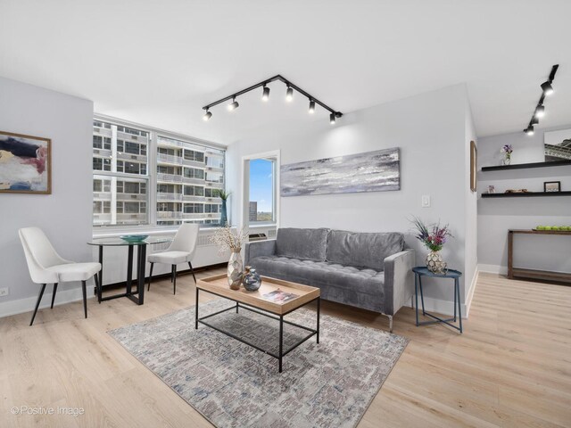 4250 N Marine Dr Unit 1929, Chicago, IL 60613 - living room with track lighting, wood finished floors, and baseboards