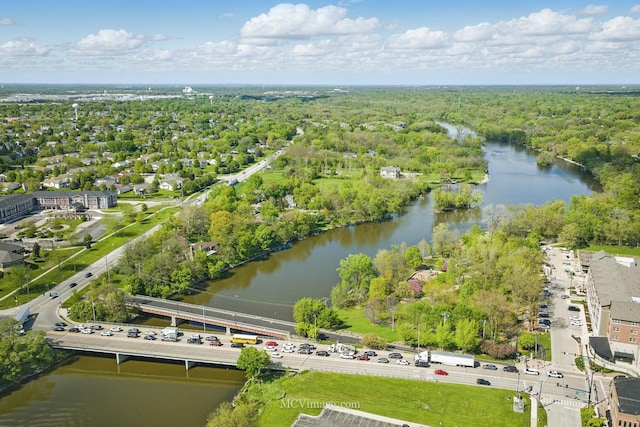 137 E Tyler St, Oswego, IL 60543 - aerial view of property and surrounding area featuring a nearby body of water and a heavily wooded area