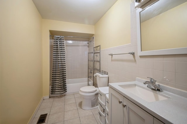 12215 S Green St, Chicago, IL 60643 - bathroom with toilet, vanity, tile patterned floors, shower / bath combo with shower curtain, and baseboards